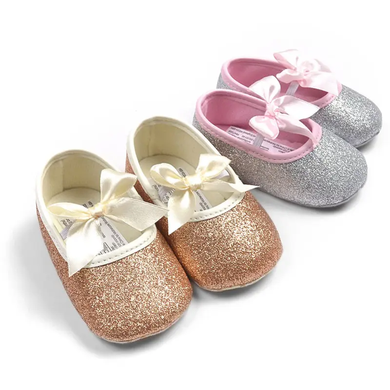 Фото Туфли для новорожденных принцесс милые кроссовки с блестками и бантом