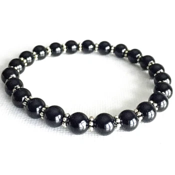 

Wholesale 6 mm Genuine Black Tourmaline Bracelet Womens Healing Energy Crystals Bracelet Best Mothers Day Gift for Her