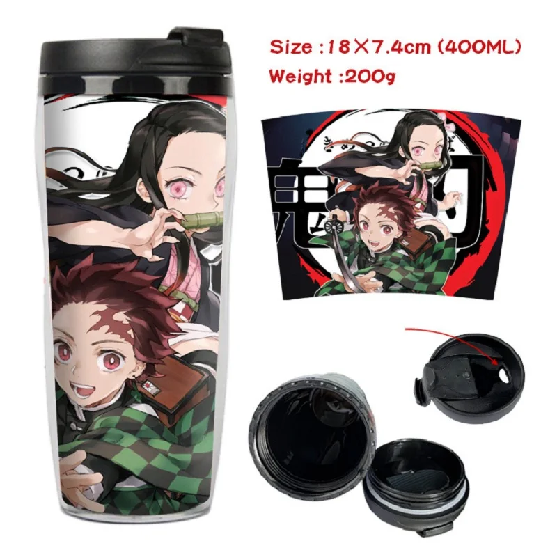 Аниме Demon Slayer чашка для воды Kimetsu no Yaiba Kamado Tanjirou Студенческая мультяшная кофейная чашка космическая бутылка пластиковая бутылка дропшиппинг