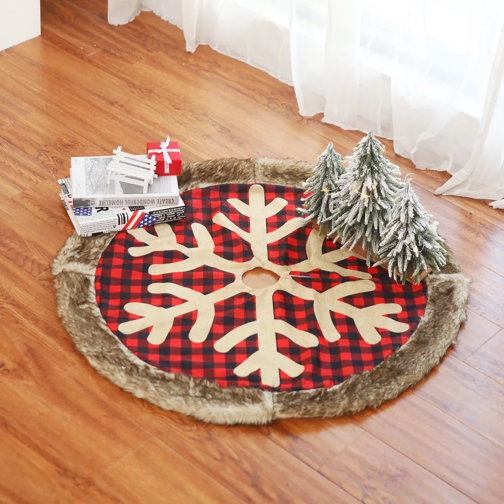 Рождественская елка юбка поставки Рождественское дерево на сцене украшения красный плед снежинки Рождественский коврик Снежинка узор Подушка Новинка 926