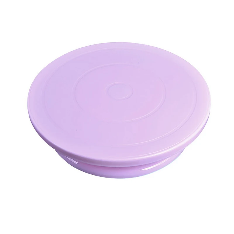 purple Пластиковая тарелка для торта Поворотная вращающаяся противоскользящая подставка для торта, декорирующая ротационный стол лопатка для торта DIY кухонный инструмент для выпечки - Цвет: purple