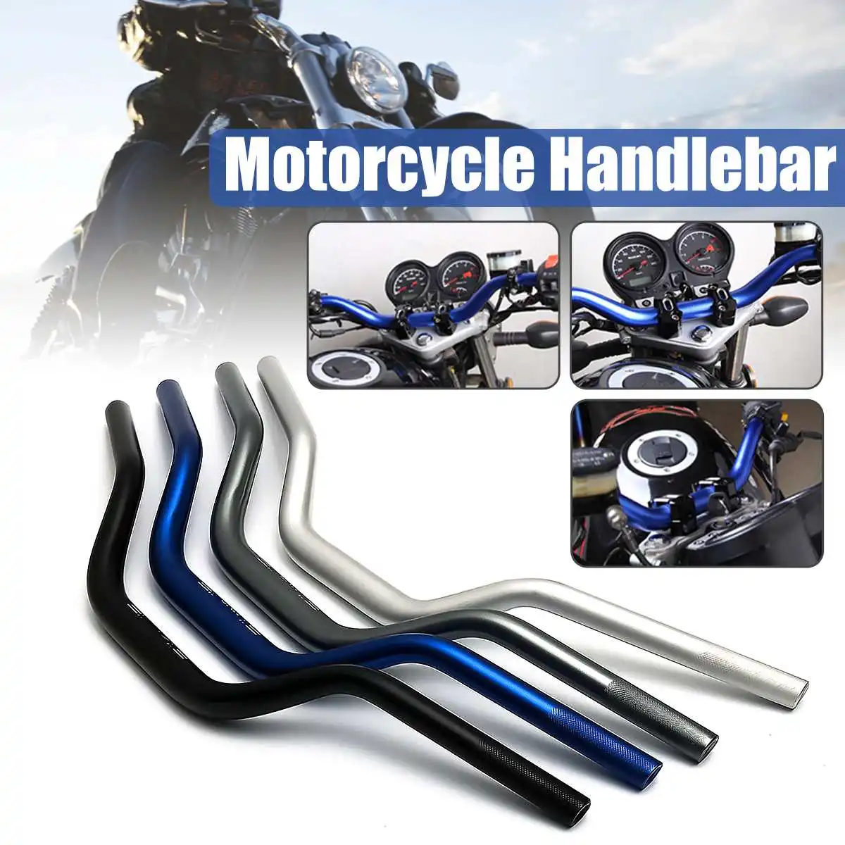 22mm Universal Motorcycle Handlebar 4 Color Aluminum Alloy Non-slip Motorbike Handlebars Anti-rust Retro Motor Bike Handle Bars