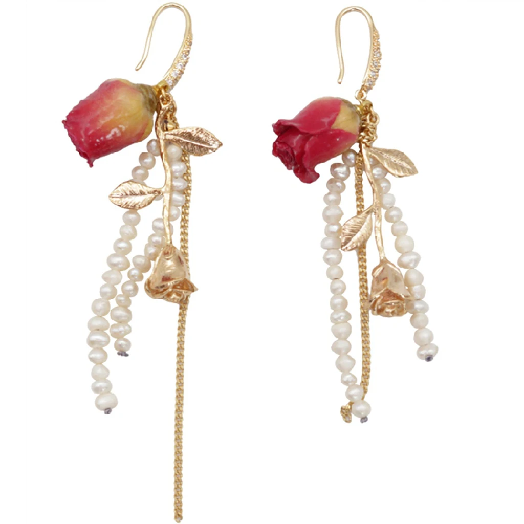 2x Resin Dried Flowers Rose Charms Pendant fit Dangle Earring Jewelry Making