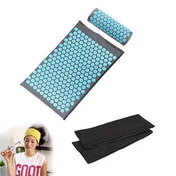 

Acupressure Massager Mat Relief Stress Tension Acupuncture Spike Cushion with Pillow+2pc black Sporty headband