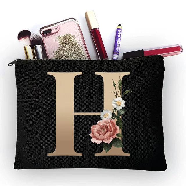 Girl Makeup Bag Golden Letter Pattern Classic Organizer Bag Pouches for Travel Bags Pouch Women's Cosmetic Bag 4gold H