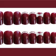 505-винно-красный бант одежда Маникюр готовой продукции xin niang kuan кончик ногтей поддельные ногти патч Маникюр