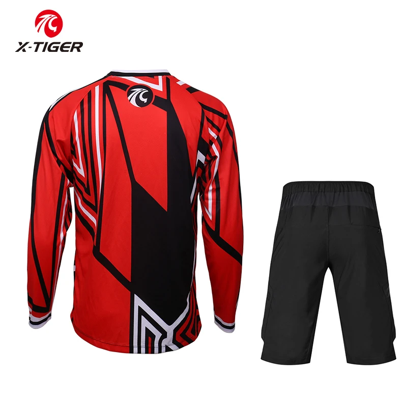X-Tiger, весна и осень, спортивный комплект с длинным рукавом для горного велосипеда, быстросохнущие велосипедные шорты, набор, полиэстер, мотоциклетная рубашка DH