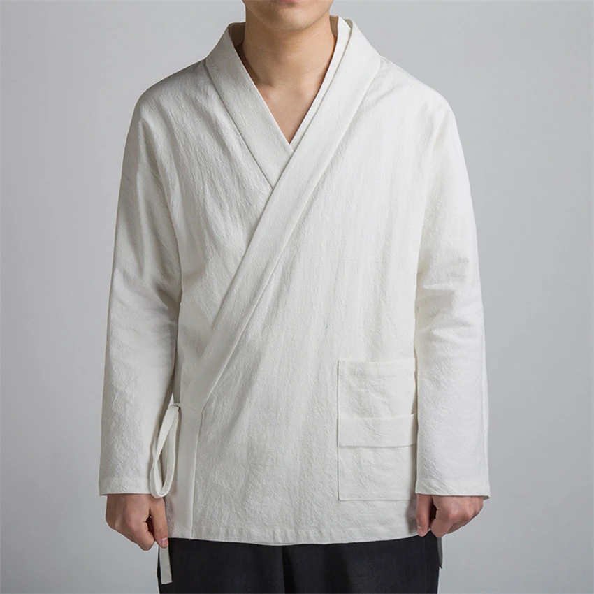 

Tang Suit 2019 Autumn Chinese Style Cardigan Bandage Shirts Hanfu Vintage New Year Traditional Chinese Clothing for Men Tai Chi