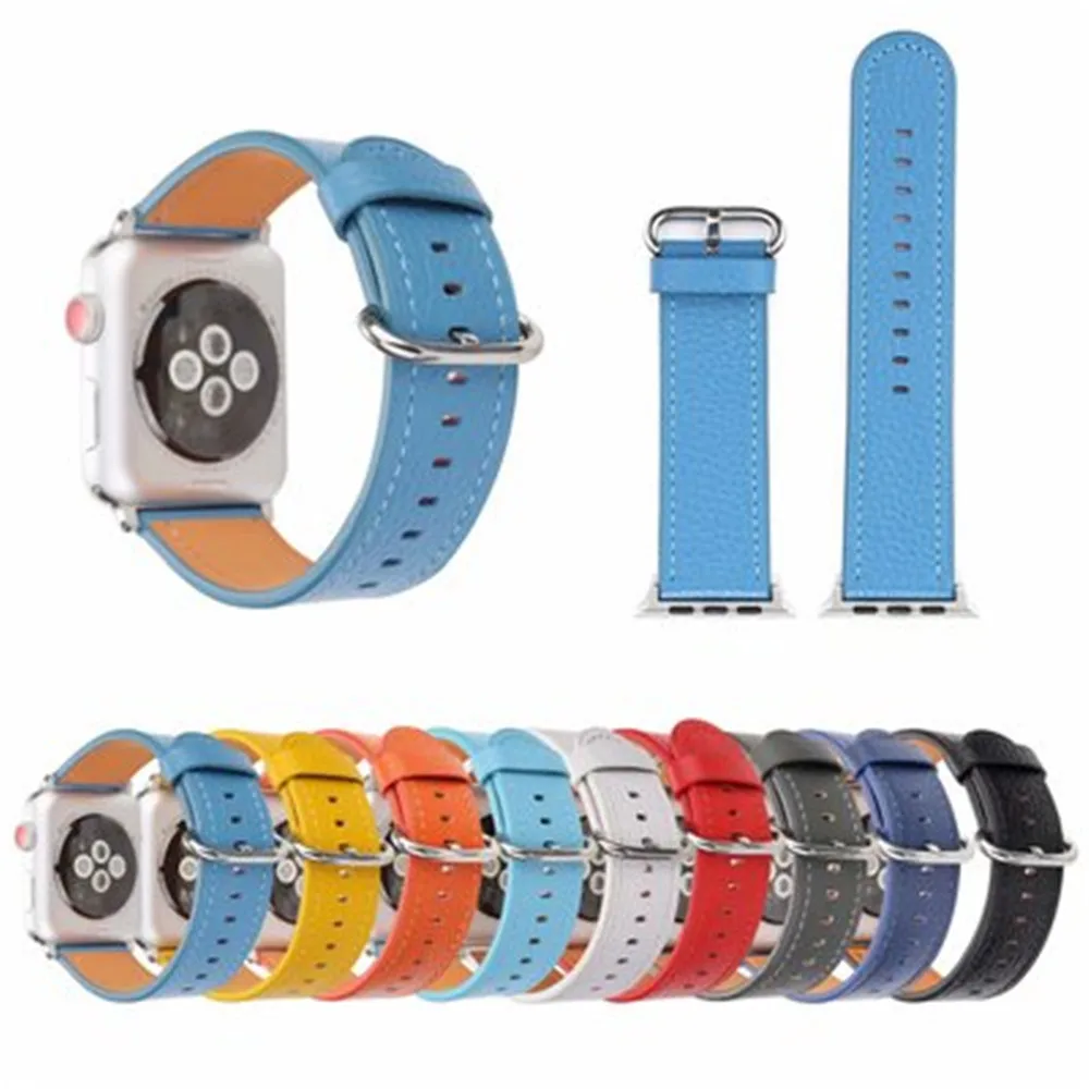 Ремешок для часов Apple watch 5/4 44 мм 42 Одноцветный из натуральной кожи iwatch 3/2/1 40 38