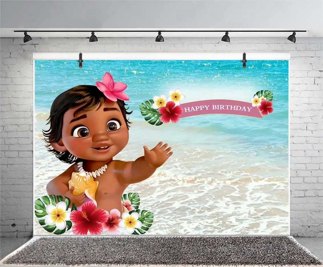 Baby Moana Backdrop Princess Girls Happy Birthday Party Custom Photo  Background Booths Studio Props Decoration Banner - Backgrounds - AliExpress