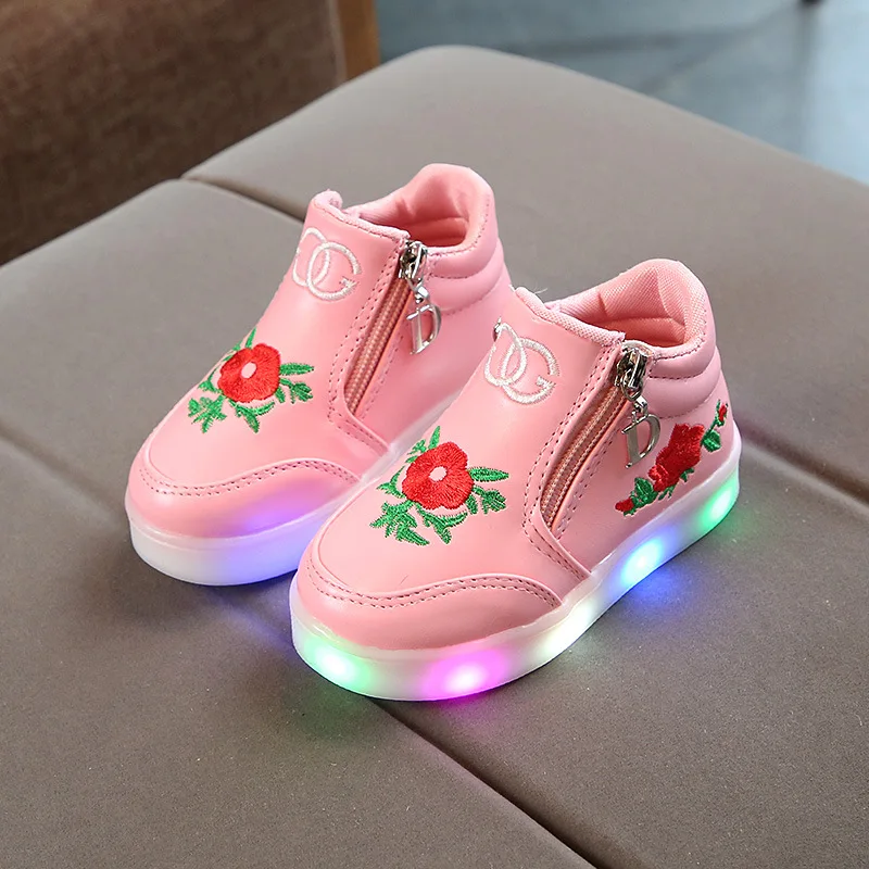 Новинка, светящиеся кроссовки с цветами, детская обувь со светодиодной подсветкой для мальчиков и девочек, светящаяся теннисная детская обувь, светильник для девочек, zapatillas luces nina
