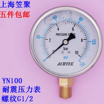

Acutek Hydraulic Seismic Shock-resistant Seismic Pressure Gauge YN100 10bar 1MPA G1/2
