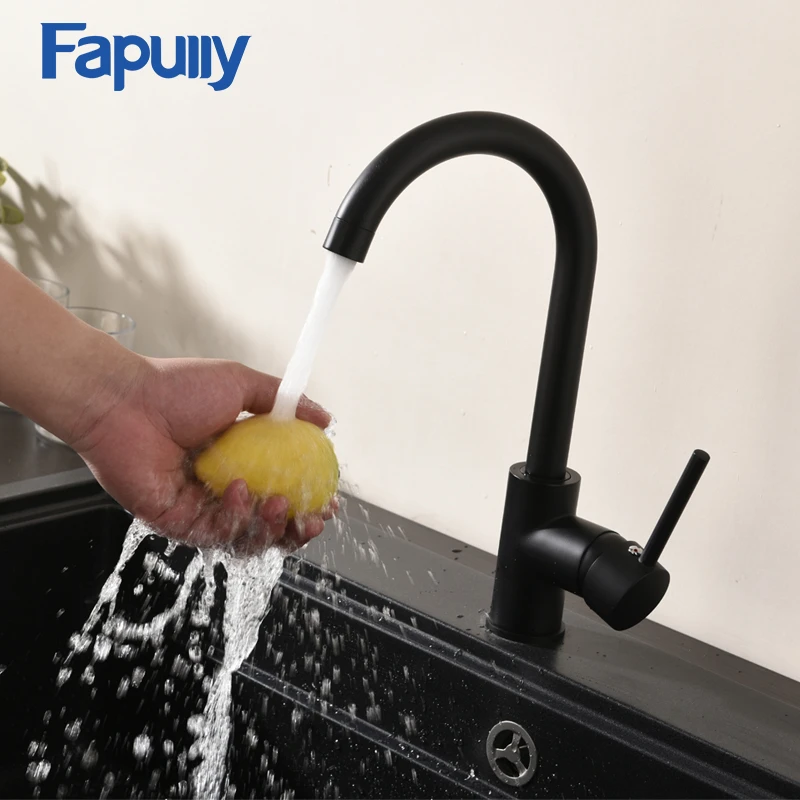 360° Rotation Kitchen Faucet Water Mixer Sink Tap Home Black Fapully Swivel Tap 