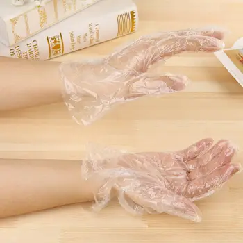 

Easy Disposable Gloves One-off Plastic Gloves Transparent Eco-friendly Gloves for Protection 100pcs