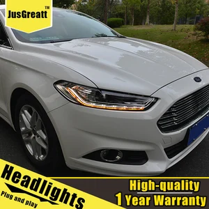 Image 5 - LED Scheinwerfer Für Ford Mondeo 2013 2016 LED Tagfahrlicht Dynamische Signal Bi Xenon Low/High strahl 1 Paar