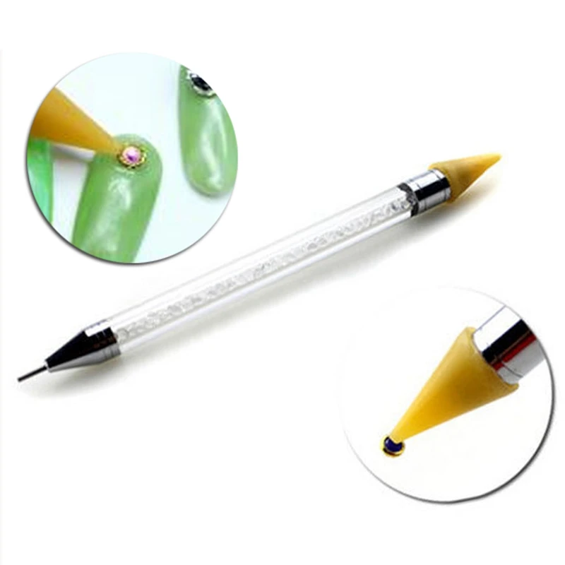 

1 PC Dual-ended Nail Dotting Pen Crystal Beads Handle Rhinestone Studs Picker Wax Pencil Manicure Acrylic Handle Nail Art Tools