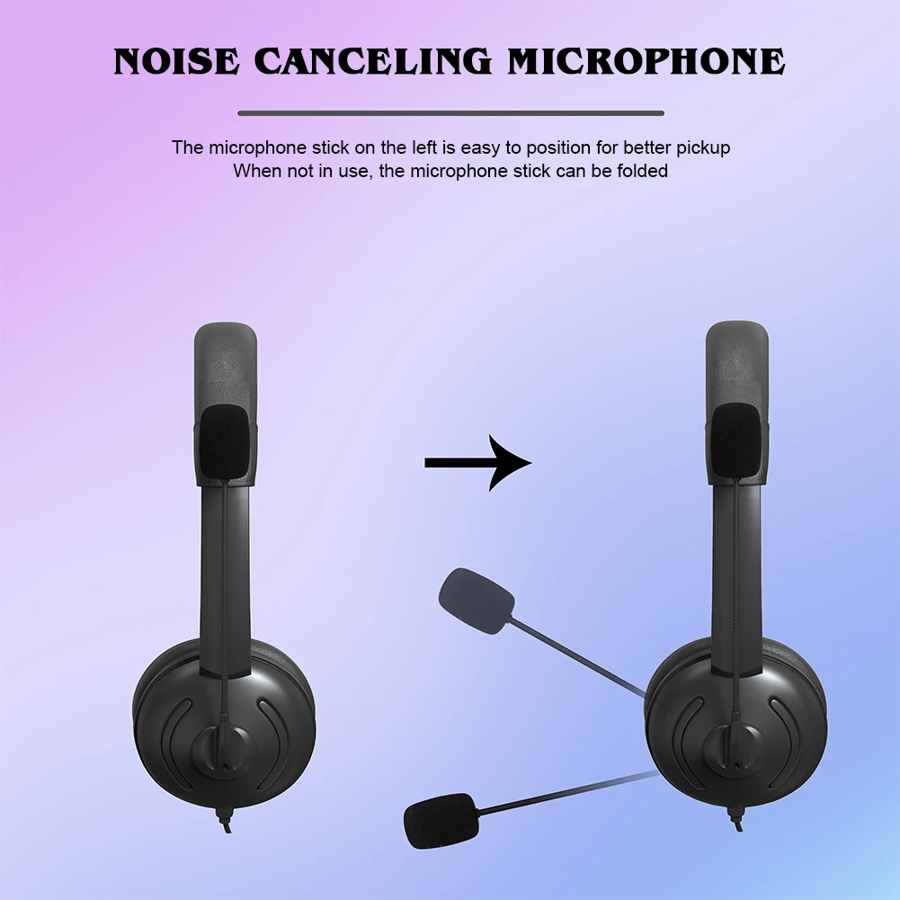 USB Headset with Microphone and In Line Control On Ear Headphone for Gaming Skype Office Conference