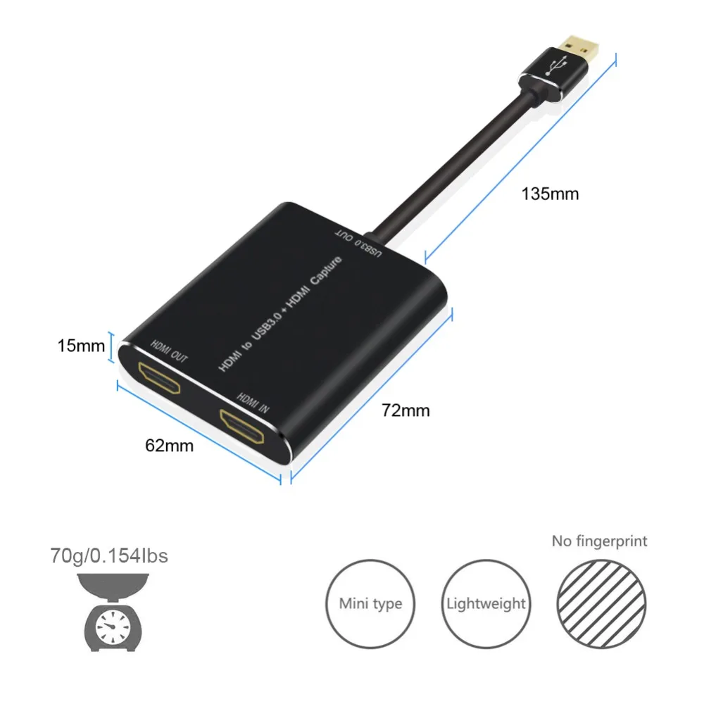 AIXXCO USB3.0 HDMI видеозахвата HDMI к USB карта видеозахвата Dongle игра потоковая прямая трансляция с MICinput