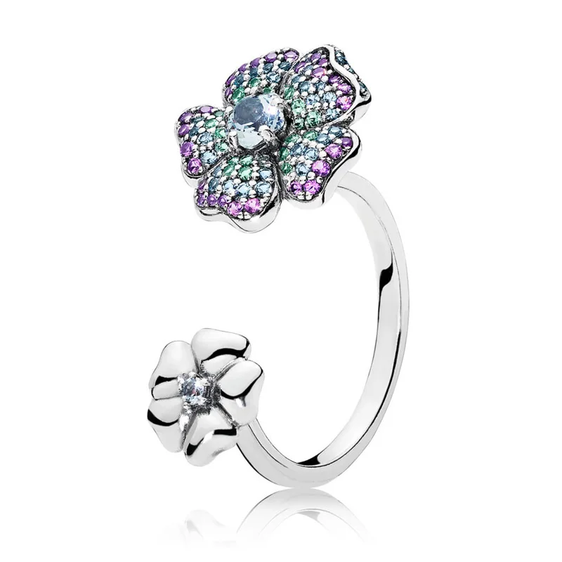 

Authentic 925 Sterling Silver Ring Glorious Blooms Openwork Rings For Women Wedding Party Gift Fine Europe Jewelry