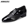 JOROZEE Men Dance Shoes Party Square Modern Dancing Shoes Black White PU Low Heel Soft Outsole 3