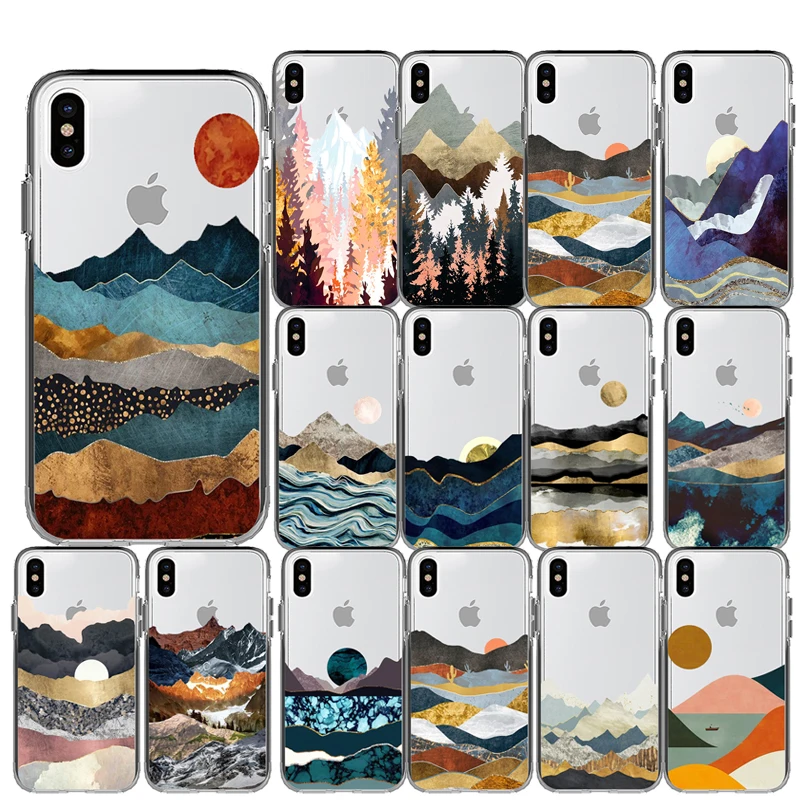 Роскошный силиконовый чехол с изображением горного мрамора Луны для iPhone 11 Pro Max X 5S