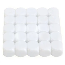 25 pièces 16mm blanc dés blanc acrylique Cube D6 jeu de société pour enfant bricolage jouet écrire peinture Graffiti famille jeux amusant et enseignement(China)