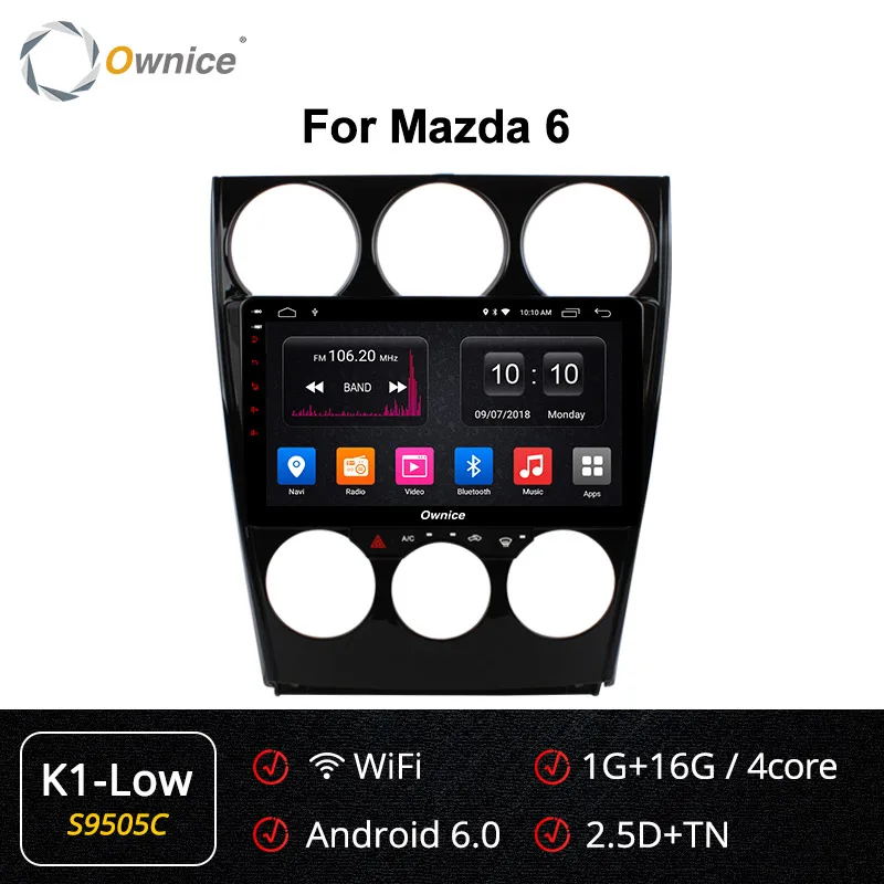 Ownice k3 k5 k6 Восьмиядерный Android 9,0 4G LTE DSP 360 Panorama оптический автомобильный dvd gps для Mazda 6 2006- авто радио плеер - Цвет: S9505 K1-Low