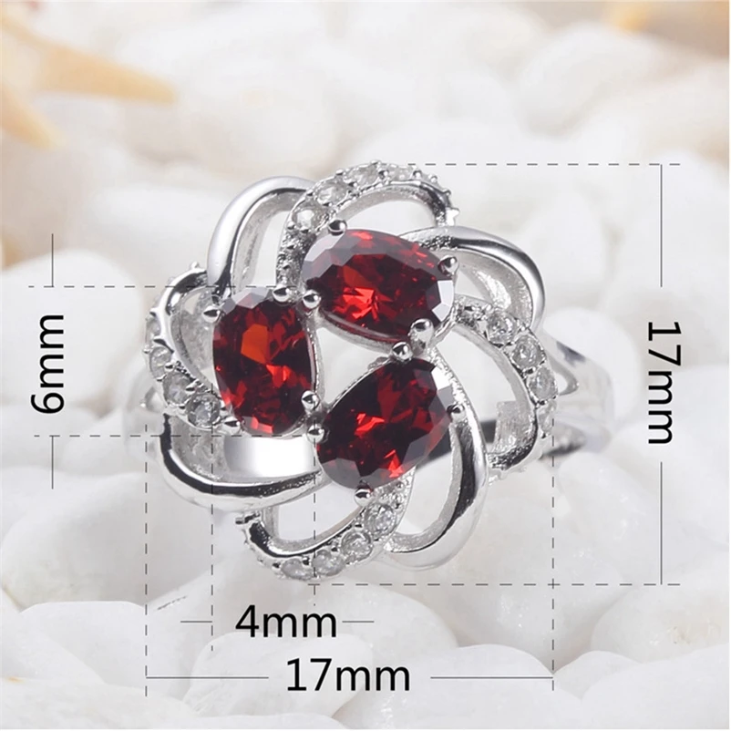 Eulonvan 925 sterling Silver Wedding Rings Jewelry for women christmas gifts dropshipping Red Cubic Zirconia S-3736 size 6 7 8