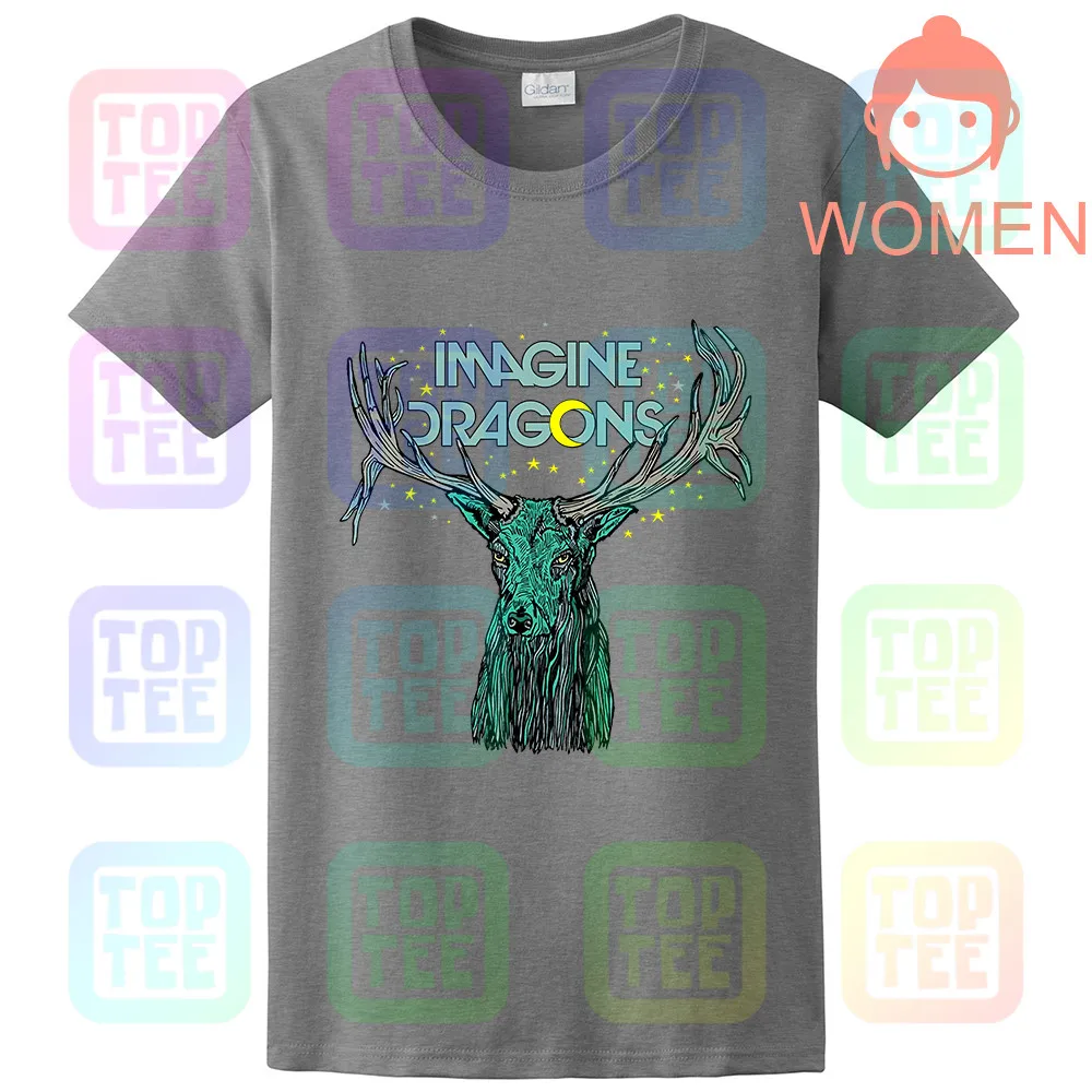 IMAGINE Dragon Elk In Stars Мужская футболка унисекс Официальный Лицензированный Merch - Цвет: WOMEN-GRAY