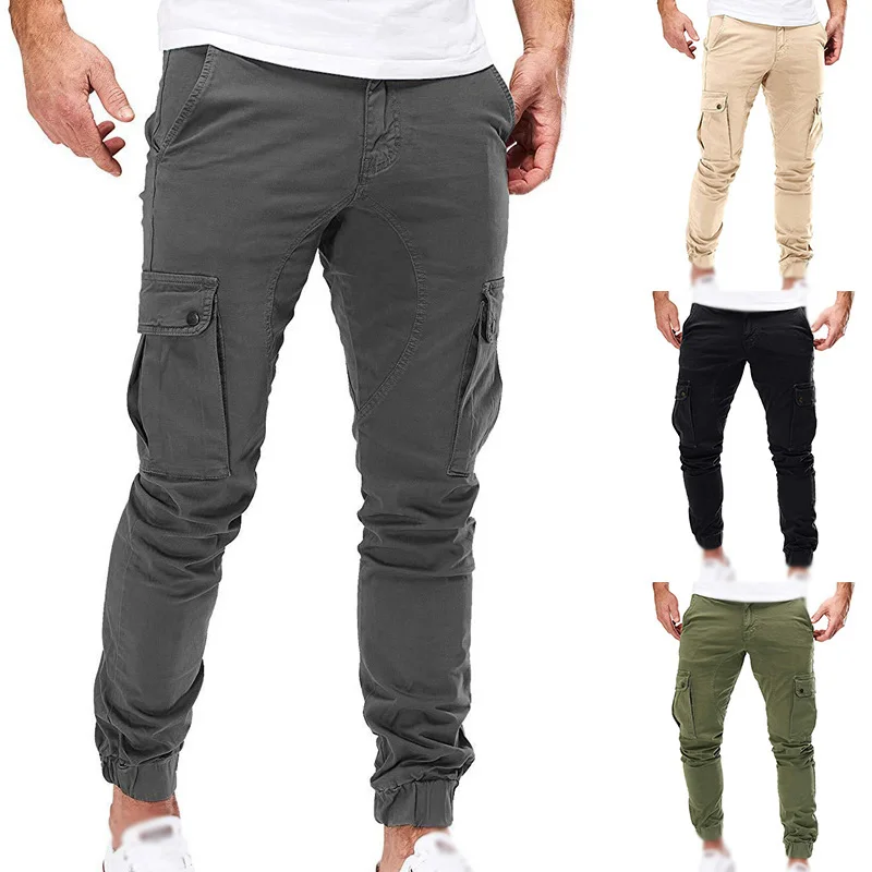 Мужские брюки Осень Зима повседневные свободные брюки карго Slim Fit Модные армейские мужские штаны на молнии