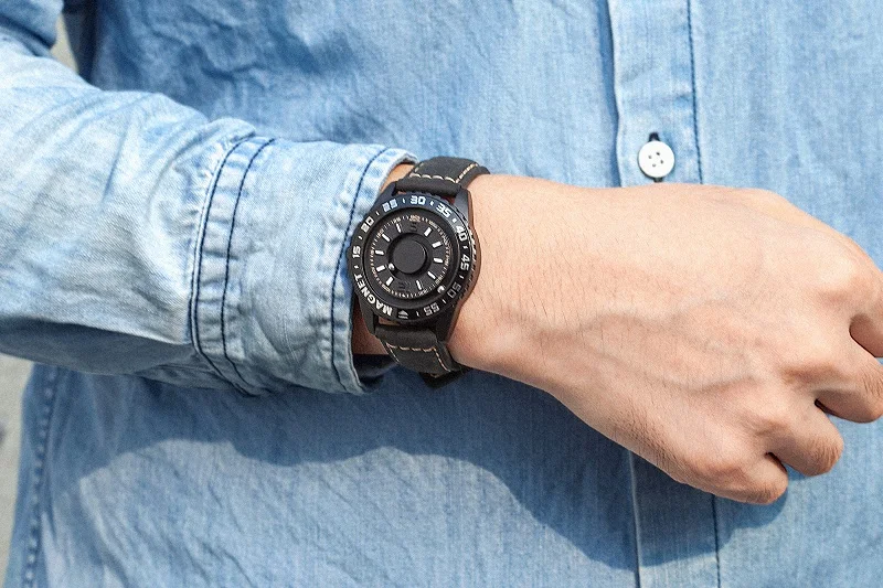 NEW EUTOUR Watch Men Innovative Magnet Ball Show Quartz Men Watch Genuine Leather Canvas Steel Strap Watches Waterproof Relogio Masculino (6)