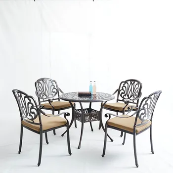 

3pc/5pcs Aluminum Dining Set Nordic Table & 4 Dining Chairs Kitchen Breakfast Patio Dining Set outdoor coffee table chair Set