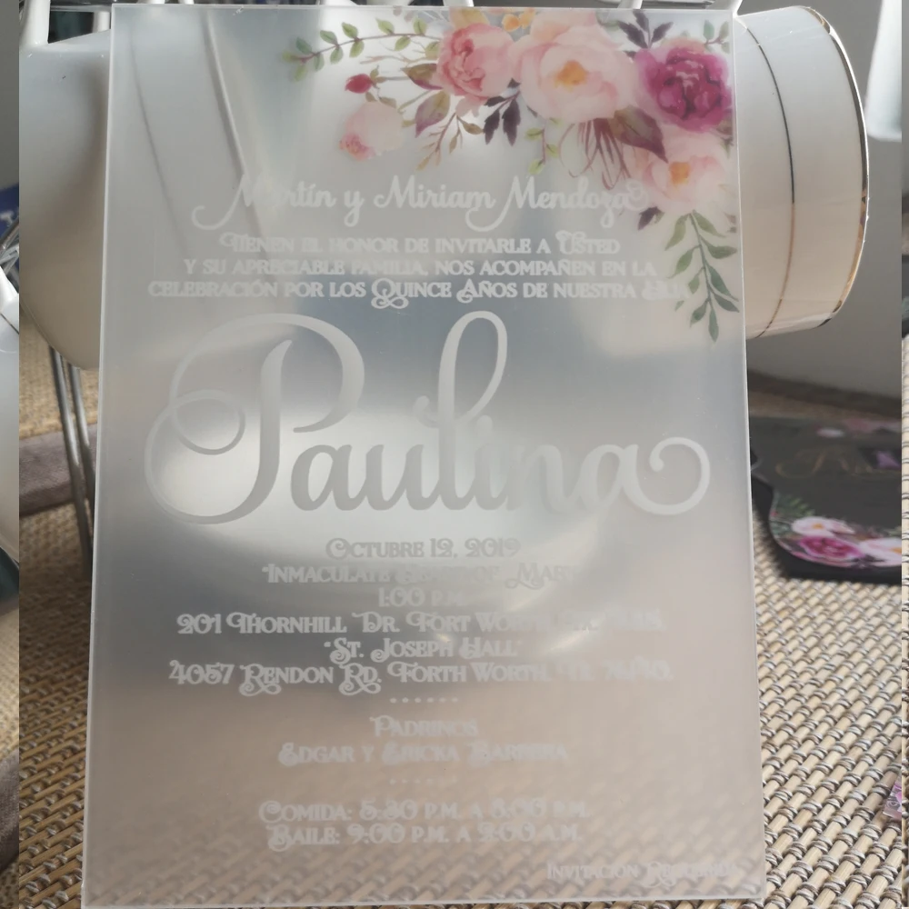 2018 бесплатный дизайн акриловая открытка с принтом розы свадебная