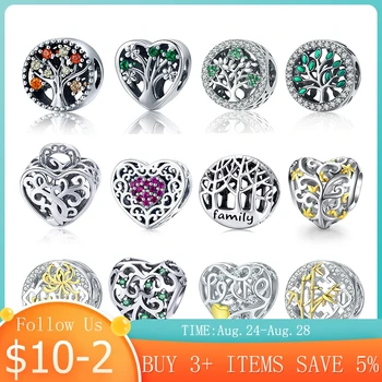 

100% Real 925 Sterling Silver Family Life Of Tree Beads Charms Fit Original 3mm Bracelets DIY Jewelry Making For Women