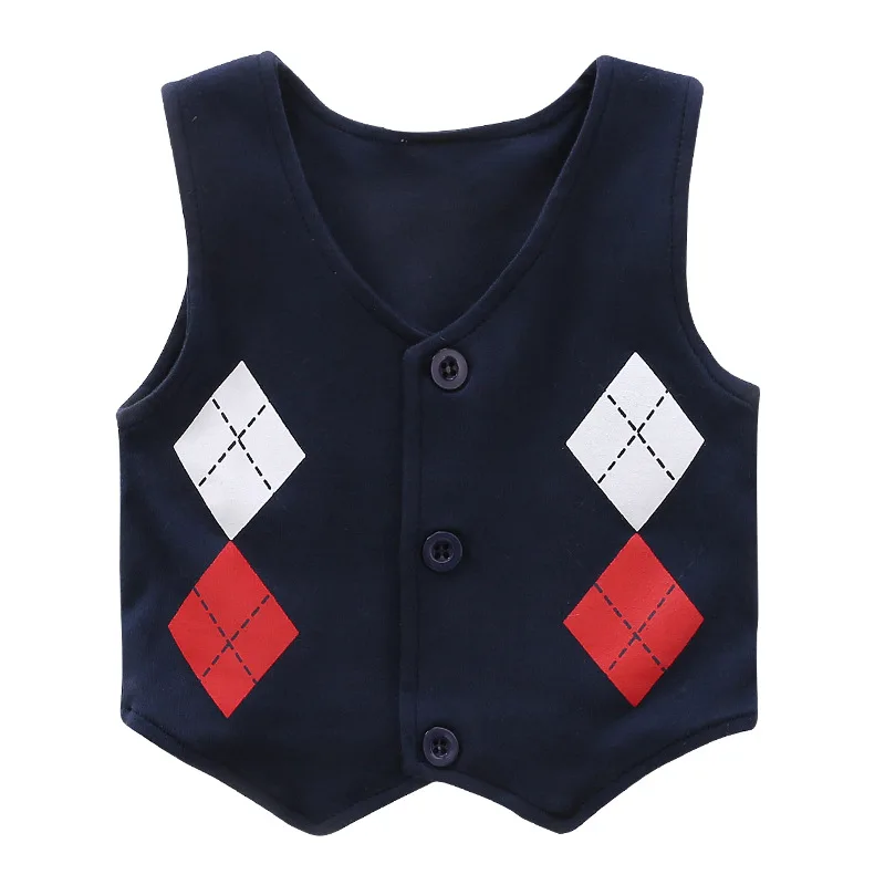 

Baby Boy Clothing Cute Jackets Sleeveless Geometric Figure V-neck Spring Summer Clothes Toddler Boys Clothing Set Cotton