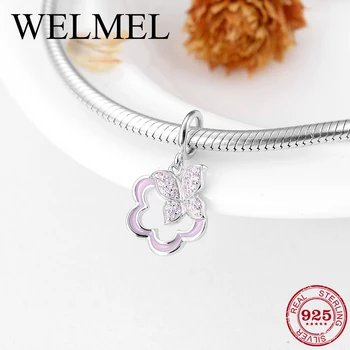 

2018 Hot 925 Sterling Silver Butterfly Love flower Pendants Charms For Jewelry making Fit Original European Charm Diy Bracelet