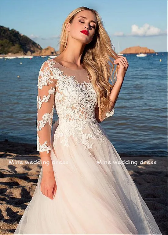 lace-tulle-skirt-wedding-dresses-with-illusion-neckline-2