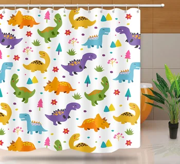 

Cartoon dinosaur shower curtain Bath Screen kids bathroom curtains waterproof Polyester Home Decoration With Hooks Douchegordijn
