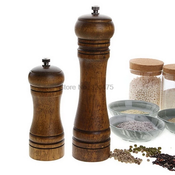 DHL 100pcs practical Classical Oak Wood Pepper Spice Grinder Set Handheld Seasoning Cooking BBQ Tools | Дом и сад