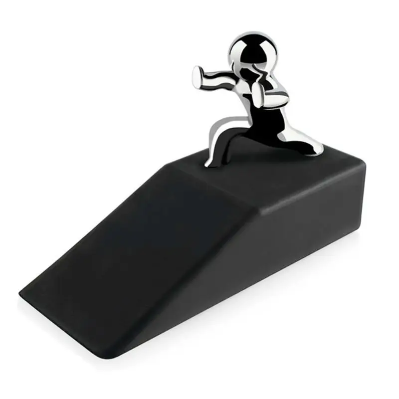 

Zinc Alloy Pushing Man Doorman Non-slip Rubber Wedge Base Door Stopper Novelty Buffers Safety For Home Office