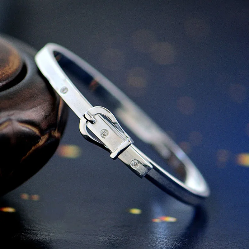 

Fashion Expandable Wire Open Bangle Bracelet For Women Silver Crystal Belt Cable Bracelets Snap Button Jewelry Stainless Steel