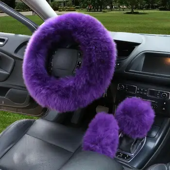 

HiMISS Winter Car Steering-wheel Cover Long Wool Heated Leather Steering Wheel Cover