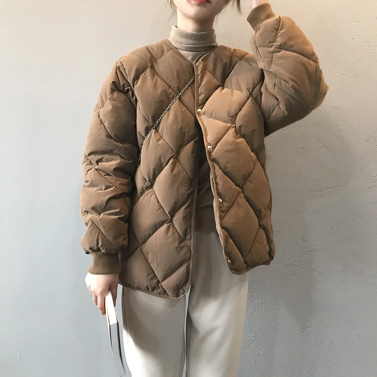HXJJP женское корейское зимнее пальто версия хлопковая верхняя одежда для женщин ромбовидная клетчатая свободная теплая куртка женская одежда