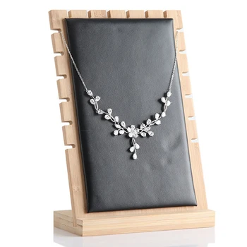 

Necklace Holder Desktop Simple Jewelry Stand Organizer Natural Bamboo Practical Space Saving Home Shelf Display Rack Shop Chain
