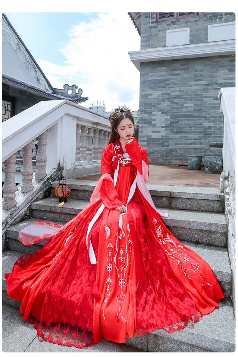 Hanfu платье древний традиционный танцевальный костюм женский династии Тан вышивка костюмы невесты Классический фестиваль представление DL4996