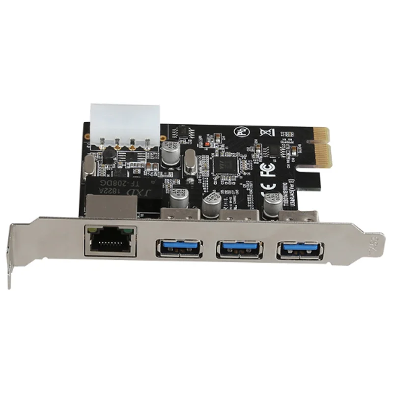 DIEWU 3 порта USB 0 PCIe карта расширения с гигабитным Ethernet контроллером PCI Express адаптер