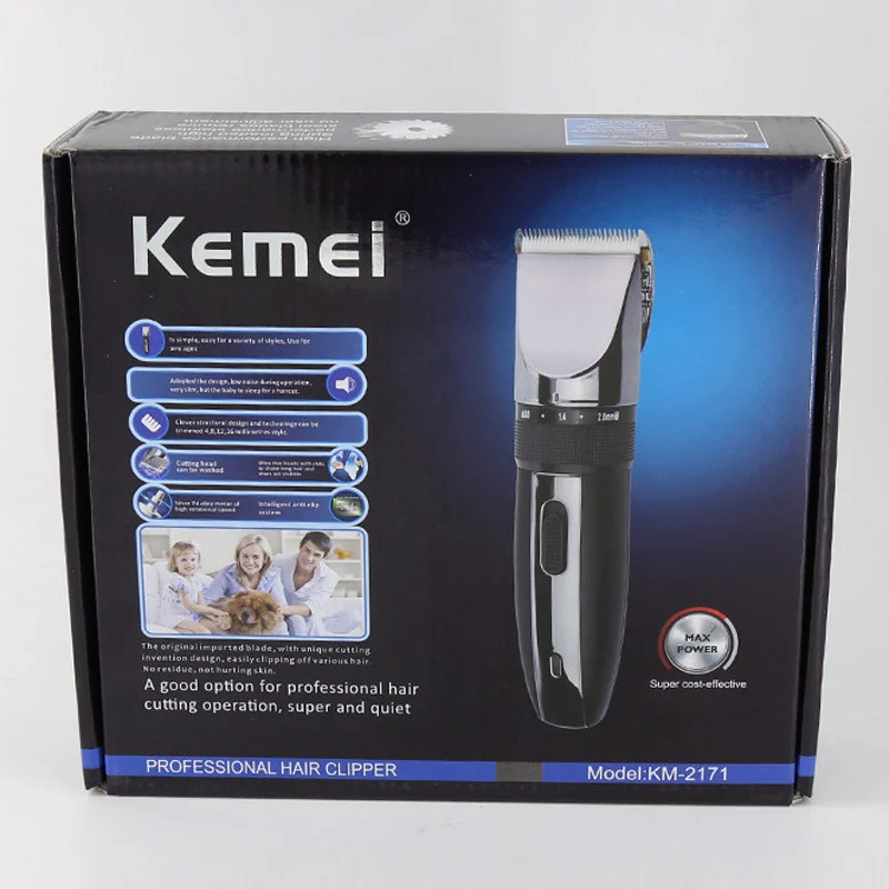 Профессиональная электрическая машинка для стрижки волос, перезаряжаемый мощный триммер для мужчин, малошумная машинка для бритья волос, инструменты для стрижки волос 38D - Цвет: with box