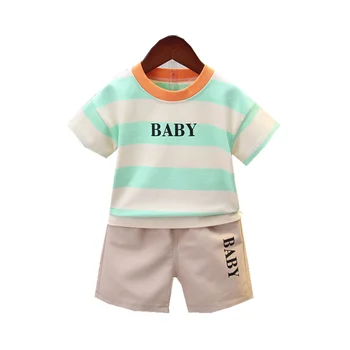 

Summer Baby Boys Clothes Cotton Children Stripe T Shirts Shorts 2Pcs/sets Infant Leisure Outfit Kids Fashion Toddler Tracksuits