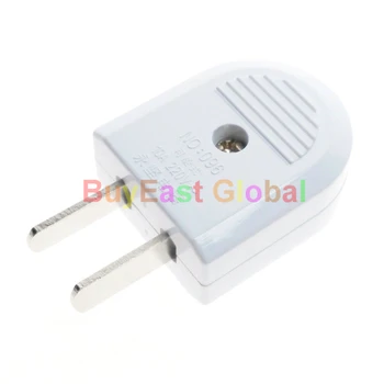 

(Pack 2) US, Canada, Australian, New Zealand, China 2-Flat Pin DIY Rewireable Power Plug AC100~220V 10A White Color