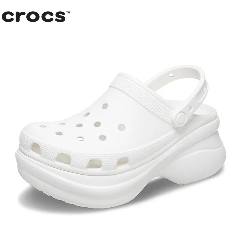 Sandalias Crocs originales para Mujer, chanclas blancas de playa, cómodas y transpirables, pantuflas inferior de mujer| -